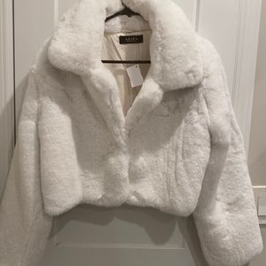 AKIRA White Faux Fur Teddy Jacket